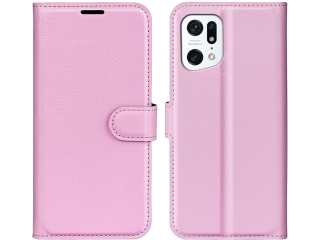 Oppo Find X5 Lederhülle Portemonnaie Karten Etui rosa