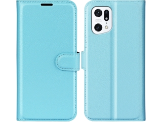 Oppo Find X5 Lederhülle Portemonnaie Karten Etui hellblau