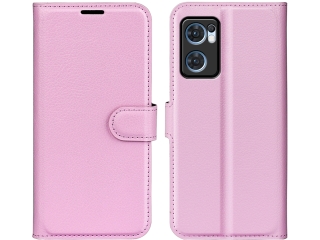Oppo Find X5 Lite Lederhülle Portemonnaie Karten Etui rosa