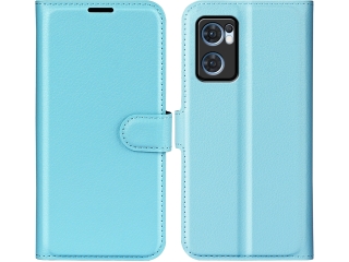 Oppo Find X5 Lite Lederhülle Portemonnaie Karten Etui hellblau