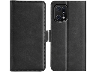 Oppo Find X5 Pro Leder Hülle Karten Ledertasche schwarz