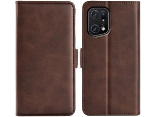 Oppo Find X5 Pro Leder Hülle Karten Ledertasche mokka
