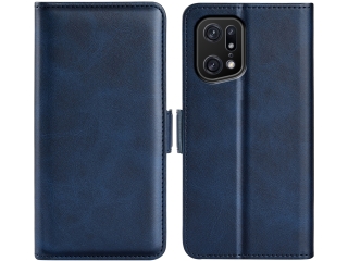Oppo Find X5 Pro Leder Hülle Karten Ledertasche dunkelblau