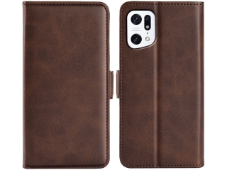 Oppo Find X5 Leder Hülle Karten Ledertasche mokka