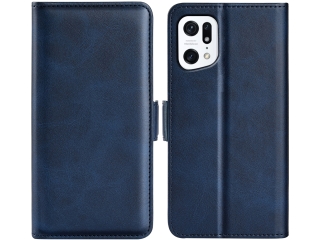 Oppo Find X5 Leder Hülle Karten Ledertasche dunkelblau