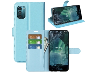 Nokia G11 Lederhülle Portemonnaie Karten Etui hellblau