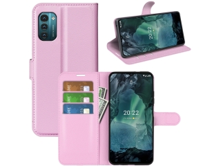 Nokia G11 Lederhülle Portemonnaie Karten Etui rosa