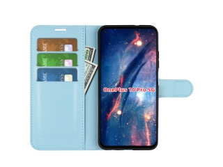 OnePlus 10 Pro Lederhülle Portemonnaie Karten Etui hellblau