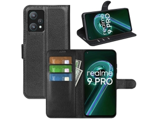 Realme 9 Pro Lederhülle Portemonnaie Karten Etui schwarz