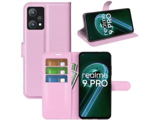 Realme 9 Pro Lederhülle Portemonnaie Karten Etui rosa