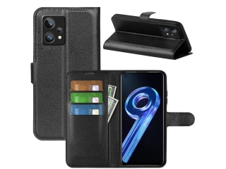 Realme 9 5G Lederhülle Portemonnaie Karten Etui schwarz