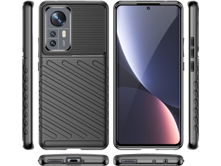 Xiaomi 12X SpaceCase Stripes Impact-Resistant Hülle schwarz