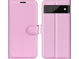 Google Pixel 6a Lederhülle Portemonnaie Karten Etui rosa
