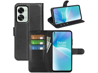 OnePlus Nord 2T Lederhülle Portemonnaie Karten Etui schwarz