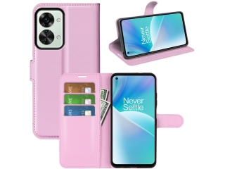 OnePlus Nord 2T Lederhülle Portemonnaie Karten Etui rosa