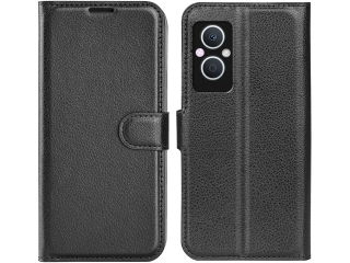 Oppo Reno8 Lite 5G Lederhülle Portemonnaie Karten Etui schwarz