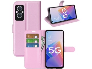 Oppo Reno8 Lite 5G Lederhülle Portemonnaie Karten Etui rosa