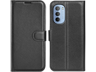 Motorola Moto G31 Lederhülle Portemonnaie Karten Etui schwarz
