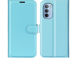 Motorola Moto G31 Lederhülle Portemonnaie Karten Etui hellblau
