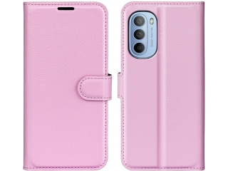 Motorola Moto G41 Lederhülle Portemonnaie Karten Etui rosa