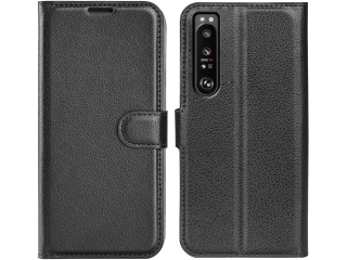 Sony Xperia 1 IV Lederhülle Portemonnaie Karten Etui schwarz