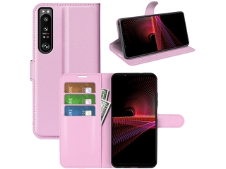 Sony Xperia 1 IV Lederhülle Portemonnaie Karten Etui rosa