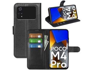 Xiaomi Poco M4 Pro 4G Lederhülle Portemonnaie Karten Etui schwarz