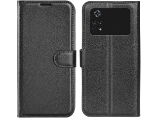 Xiaomi Poco M4 Pro 4G Lederhülle Portemonnaie Karten Etui schwarz