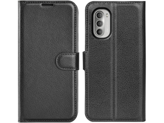 Motorola Moto G51 5G Lederhülle Portemonnaie Karten Etui schwarz