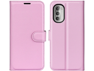 Motorola Moto G51 5G Lederhülle Portemonnaie Karten Etui rosa