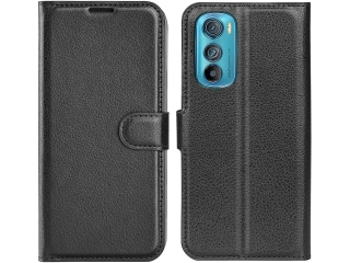 Motorola Edge 30 Lederhülle Portemonnaie Karten Etui schwarz