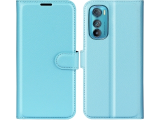 Motorola Edge 30 Lederhülle Portemonnaie Karten Etui hellblau