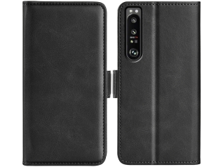 Sony Xperia 1 IV Leder Hülle Karten Ledertasche schwarz