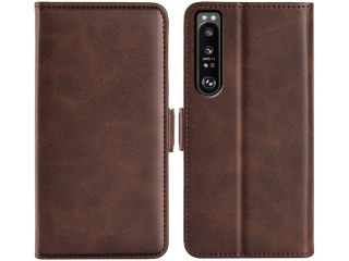 Sony Xperia 1 IV Leder Hülle Karten Ledertasche mokka