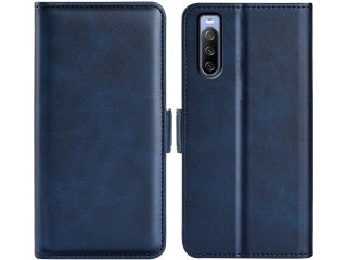 Sony Xperia 10 IV Leder Hülle Karten Ledertasche dunkelblau