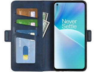 OnePlus Nord 2T Leder Hülle Karten Ledertasche dunkelblau