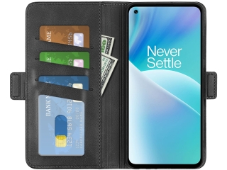 OnePlus Nord 2T Leder Hülle Karten Ledertasche schwarz