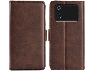 Xiaomi Poco M4 Pro 4G Leder Hülle Karten Ledertasche mokka