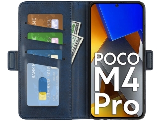 Xiaomi Poco M4 Pro 4G Leder Hülle Karten Ledertasche dunkelblau