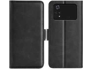 Xiaomi Poco M4 Pro 4G Leder Hülle Karten Ledertasche schwarz