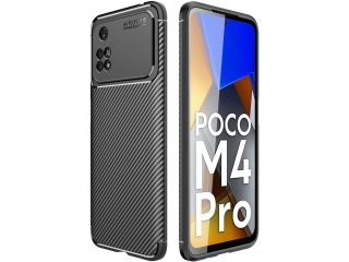 Xiaomi Poco M4 Pro 4G Carbon Design Hülle TPU Case flexibel schwarz