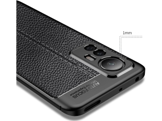 Xiaomi 12 Leder Design Gummi Hülle TPU Cover schwarz
