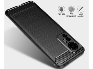 Xiaomi 12X Carbon Gummi Hülle TPU Case schwarz
