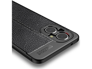 Oppo Reno8 Lite 5G Leder Design Gummi Hülle TPU Cover schwarz