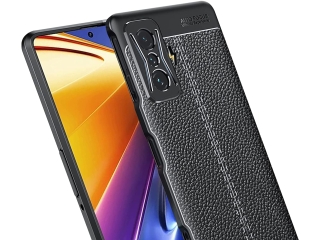 Xiaomi Poco F4 GT Leder Design Gummi Hülle TPU Cover schwarz