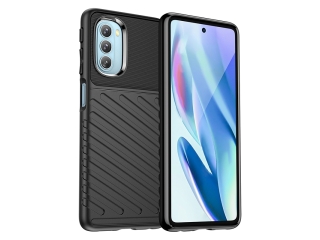 Motorola Moto G51 5G SpaceCase Stripes Impact-Resistant Hülle schwarz