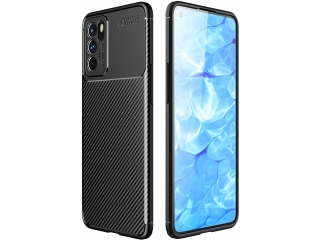 Oppo Reno6 Pro 5G (MediaTek) Carbon Design Hülle TPU Case flexibel schwarz