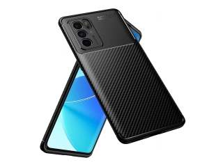 Oppo Reno6 Pro 5G (MediaTek) Carbon Design Hülle TPU Case flexibel schwarz