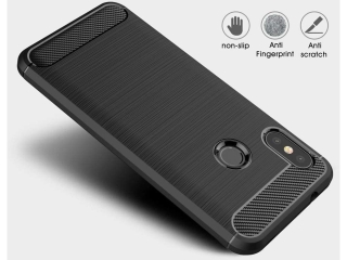 Xiaomi Mi A2 Lite Carbon Gummi Hülle TPU Case schwarz