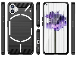 Nothing Phone (1) Carbon Gummi Hülle TPU Case schwarz